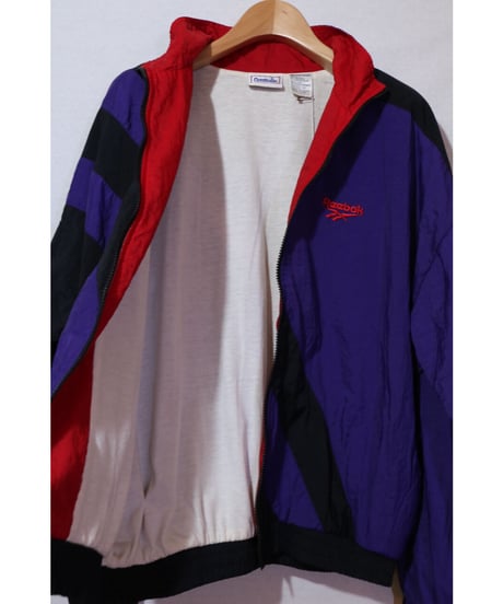 【古着】REEBOK ZIPUP NYLON JACKET Purple/Black/Red Size L