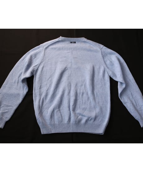 【古着】NAUTICA STRIPE KNIT SWEATER Light Blue Size M