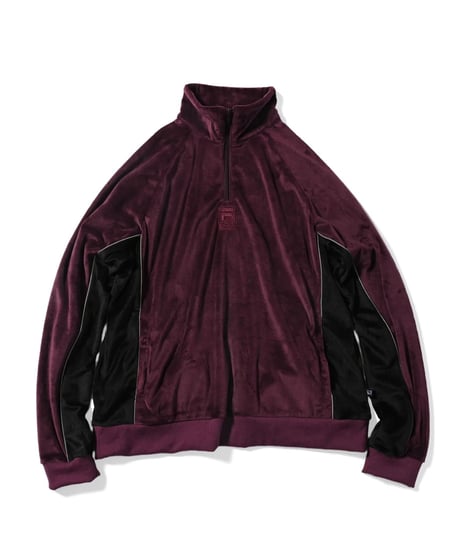 FILA × LFYT VELOUR HALF ZIP PULLOVER BURGUNDY Size XL