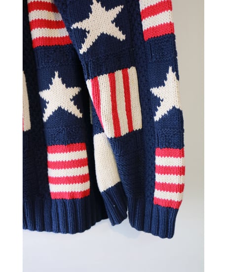 【古着】TOMMY HILFIGER KNIT SWEATER USA Navy/Red/White Size M