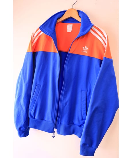 【古着】ADIDAS JERSEY TRACK TOP Orange/Blue Size L