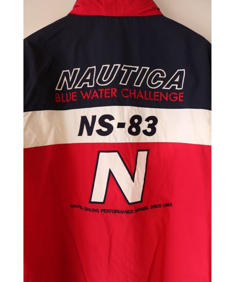 【古着】NAUTICA NYLON JACKET Red/Navy/White Size L