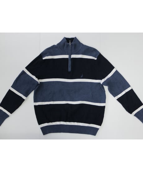 【古着】NAUTICA HALF ZIP SWEATER Black/Dark Blue/White Size M