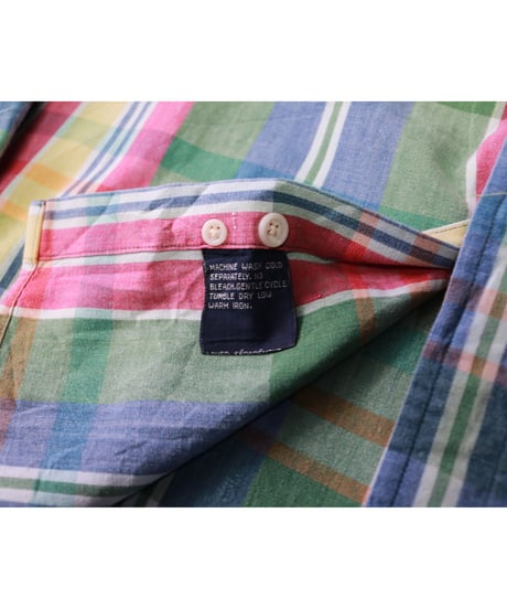 【古着】NAUTICA MADRAS CHECK BD SHIRTS Yellow/Green/Blue/Pink