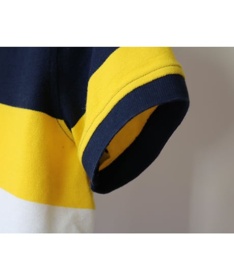 【古着】TOMMY HILFIGER RUGBY SHIRT Yellow/ Navy Size Kids L