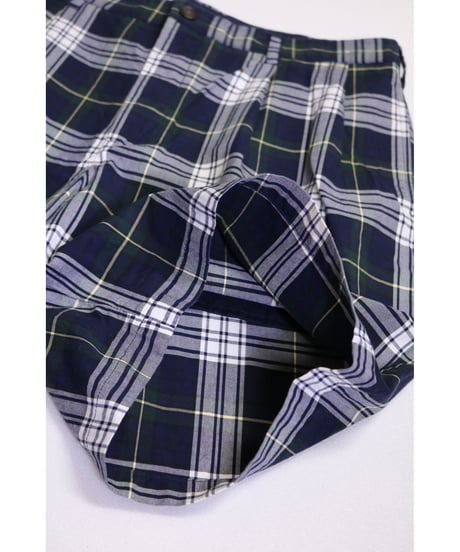 【古着】NAUTICA CHECK SHORT PANTS Navy/White/Green Size W36