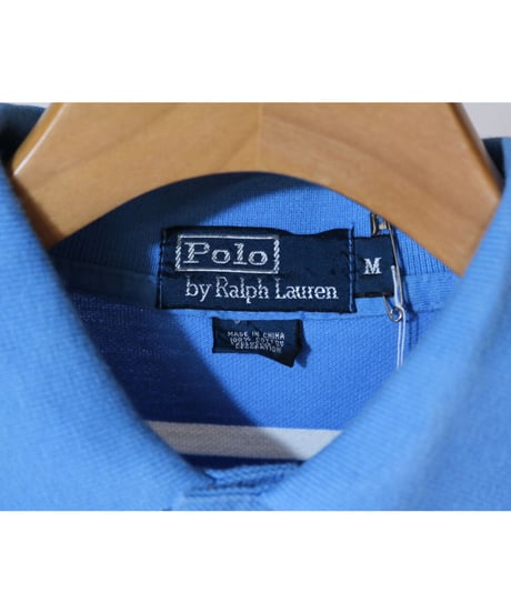 【古着】POLO RALPH LAUREN STRIPE S/S SHIRT Light Blue Size M