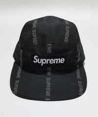 Supreme 18FW Reflective Text Stripe camp Cap black/white