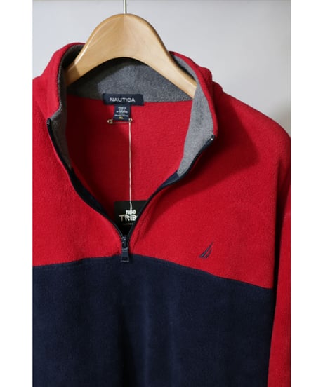 【古着】NAUTICA HALF ZIP FLEECE Red/Navy Size XL