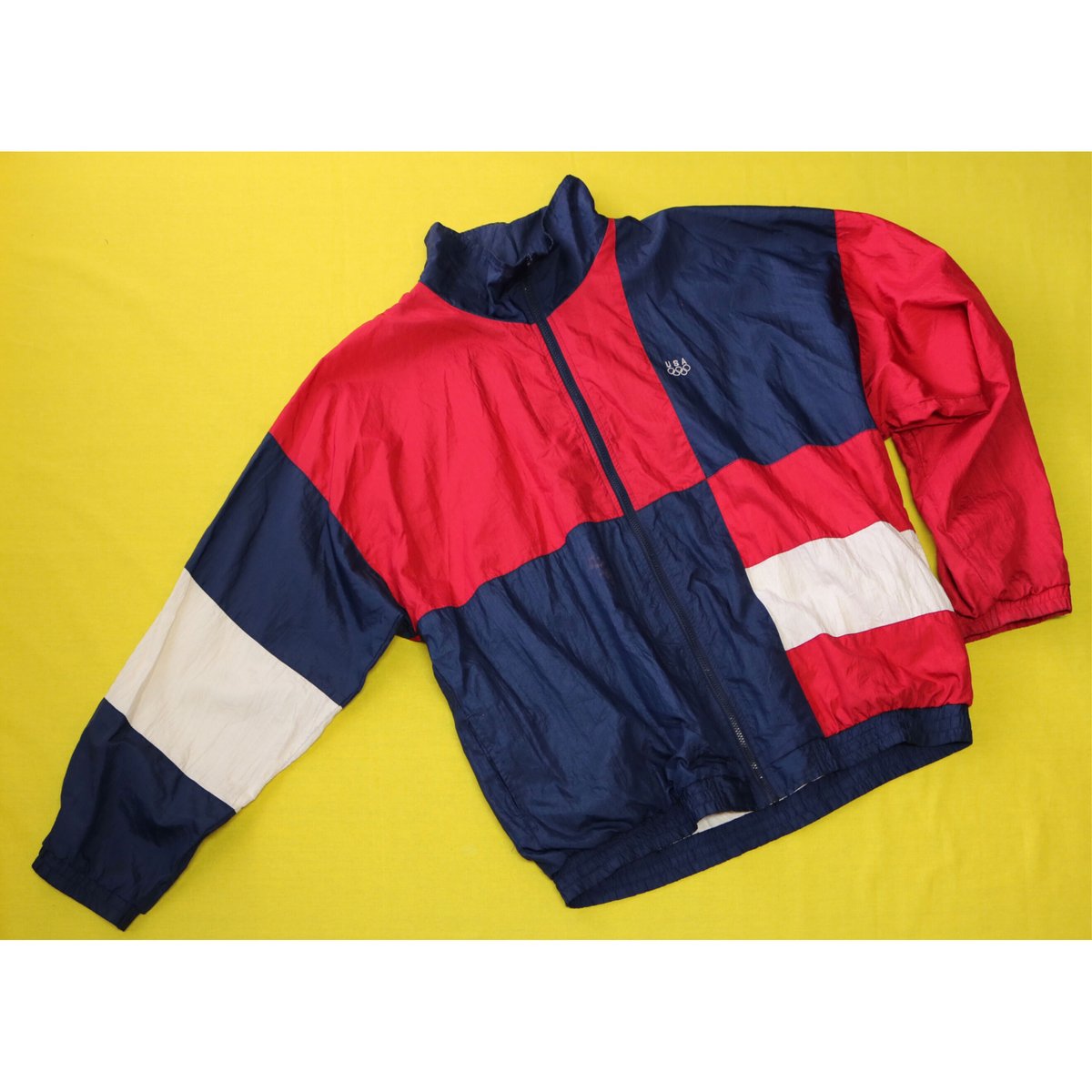 (古着) jcpenny　オリンピック　フリース　短丈　usa　cityboy 古着】J.C.PENNEY USA OLYMPIC NYLON JACKET Red/Nav