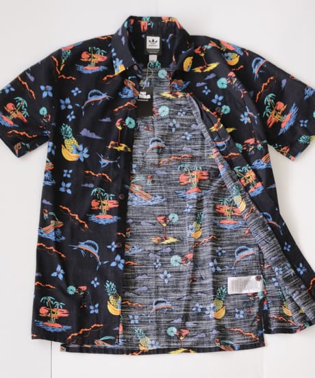 【古着】ADIDAS TROPICAL SS BD SHIRT Black Size S