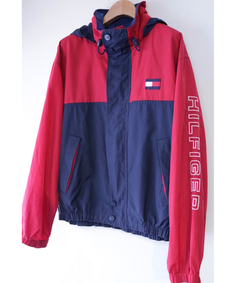 【古着】TOMMY HILFIGER NYLON JACKET Red/Navy Size L