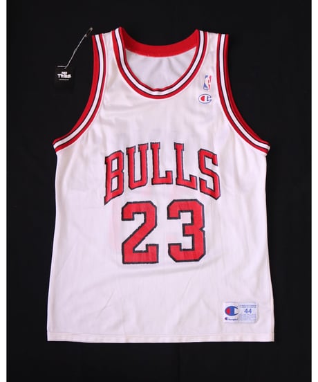 【古着】CHAMPION NBA BULLS Michael Jordan 23 Jersey Top White/Red Size 44 (M)