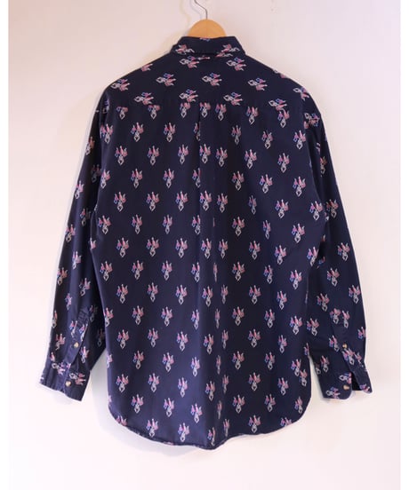 【古着】TOMMY HILFIGER ALL OVER EMBLEM BD SHIRTS Navy Size M