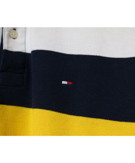 【古着】TOMMY HILFIGER RUGBY SHIRT Yellow/ Navy Size Kids L