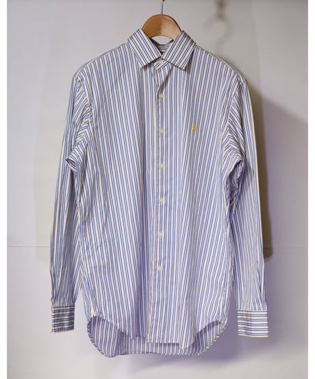 【古着】POLO RALPH LAUREN L/S STRIPE SHIRT Yellow/Blue Size M