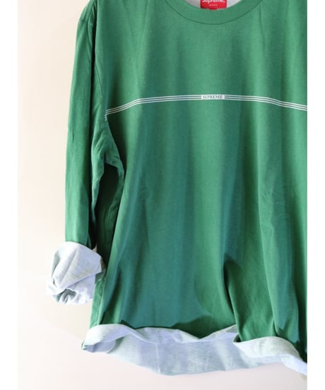 Supreme 18FW Printed Stripe L/S Top Green L size