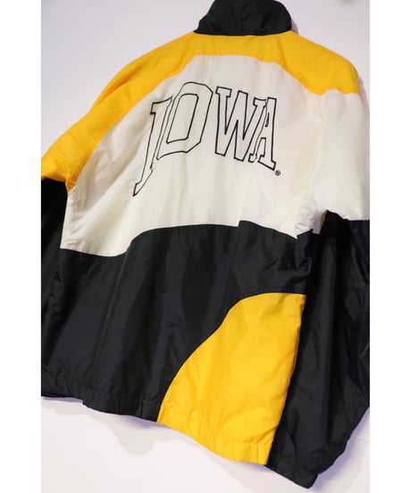 【古着】APEX ONE IOWA HAWKEYES NYLON JACKET Yellow/Black/White Size S