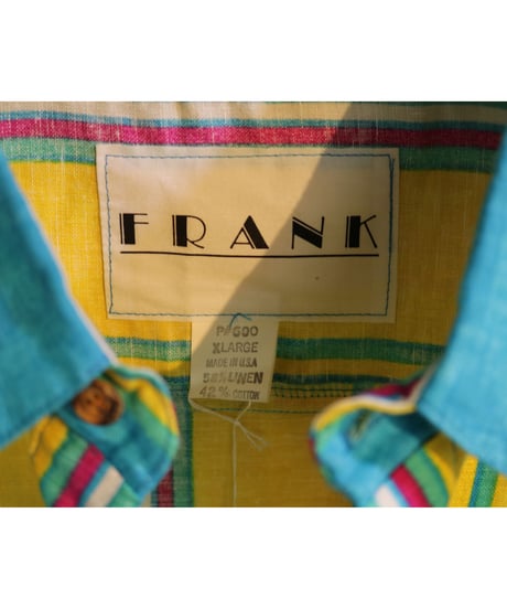 【古着】FRANK STRIPE SS BD SHIRT Yellow/Blue Size XL