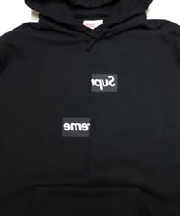 Supreme×COMME des GARCONS SHIRT 2018AW Split Box Logo Hooded Sweatshirt ブラック XL