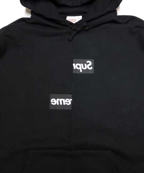 Supreme×COMME des GARCONS SHIRT 2018AW Split Box Logo Hooded Sweatshirt ブラック XL