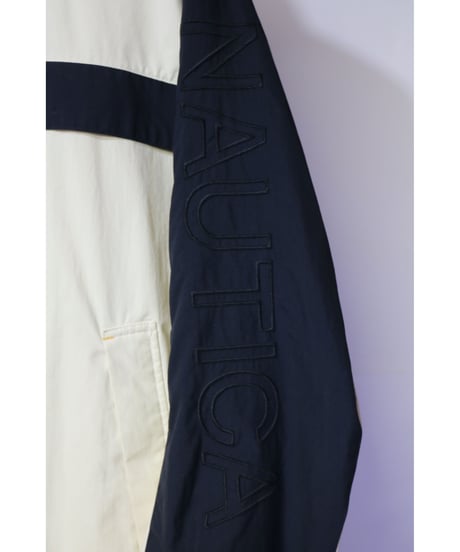 【古着】NAUTICA NYLON JACKET White/Navy/Yellow Size XL