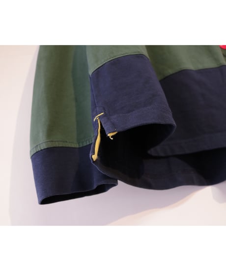 【古着】NAUTICA LS RUGBY SHIRT Red/Green/Navy Size L