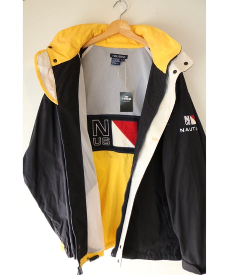【古着】NAUTICA NYLON JACKET Black/Yellow Size XL