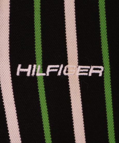 【古着】TOMMY HILFIGER ポロシャツ ストライプ Black/Green Size M