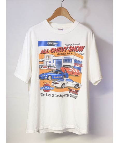 【古着】HANES BERGER CHEVY S/S TEE White Size XL