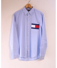 【古着】TOMMY HILFIGER BANNER BD SHIRTS Light Blue Size M
