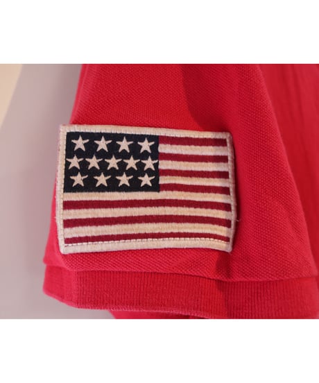 【古着】RALPH LAUREN 1967 POLO JEANS USA BANNER POLO SHIRT Red Size M