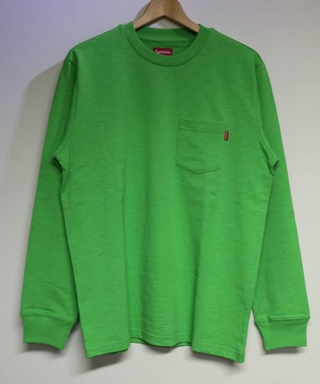 Supreme FW18KN50 M Main L/S Pocket Tee Lime Green M size