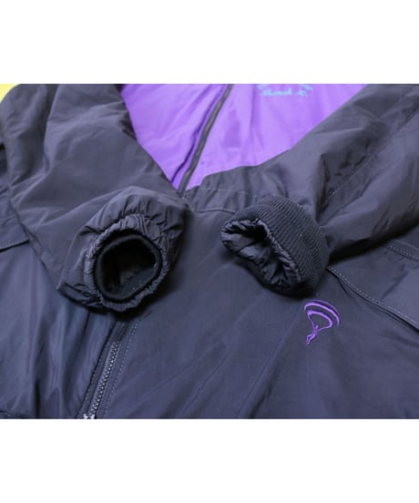 【古着】JAMMIN QUILTED NYLON JACKET  Purple/Green/Black Size L