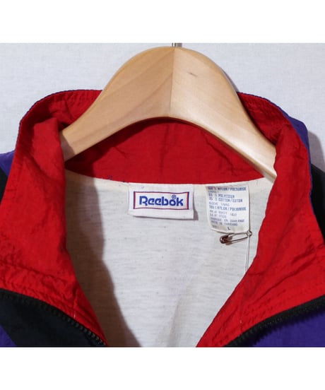 【古着】REEBOK ZIPUP NYLON JACKET Purple/Black/Red Size L
