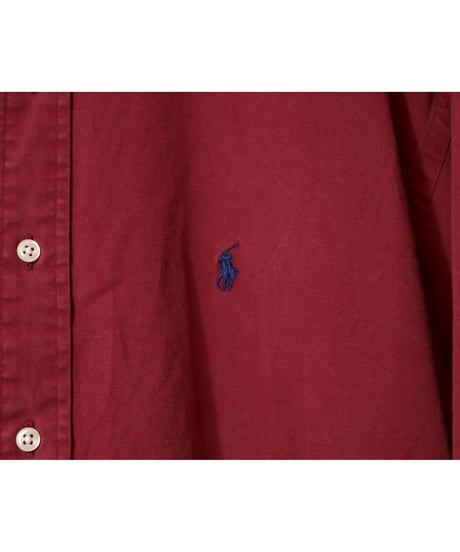 【古着】POLO RALPH LAUREN BD SHIRT Burgundy Size XL