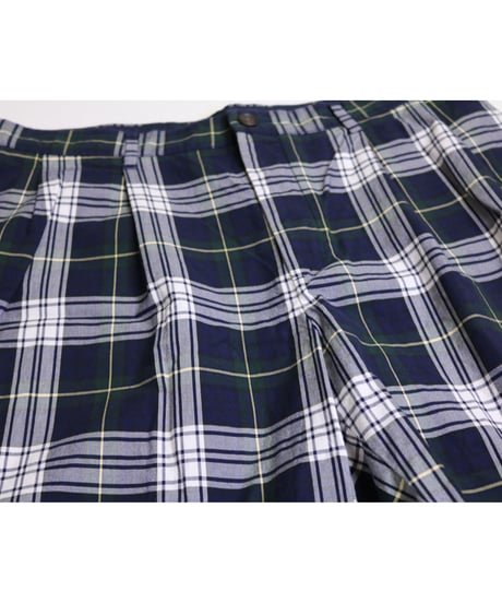 【古着】NAUTICA CHECK SHORT PANTS Navy/White/Green Size W36
