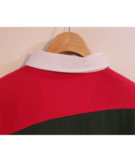 【古着】NAUTICA LS RUGBY SHIRT Red/Green/Navy Size L