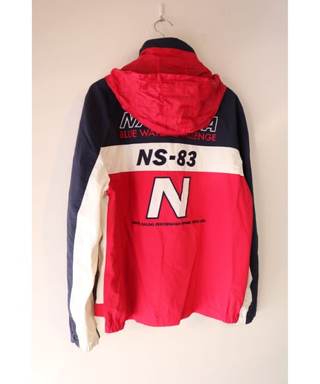 【古着】NAUTICA NYLON JACKET Red/Navy/White Size L
