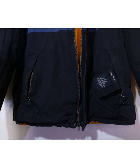 【古着】NAUTICA DOWN JACKET REVERSIBLE Black/Yellow Size XL