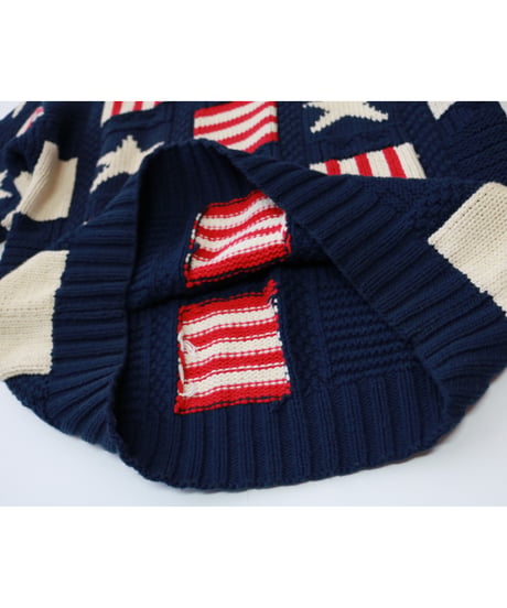 【古着】TOMMY HILFIGER KNIT SWEATER USA Navy/Red/White Size M