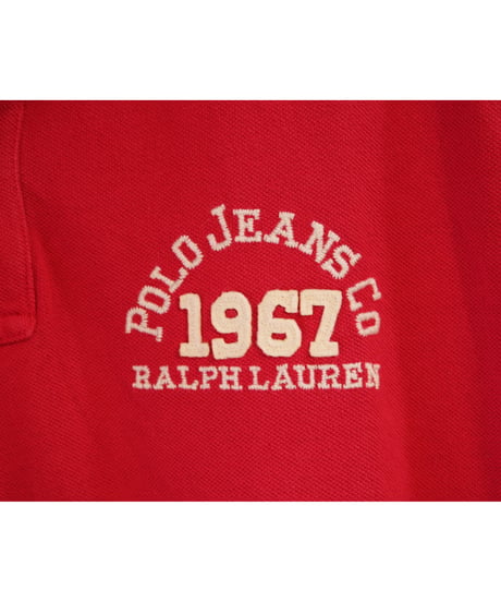 【古着】RALPH LAUREN 1967 POLO JEANS USA BANNER POLO SHIRT Red Size M