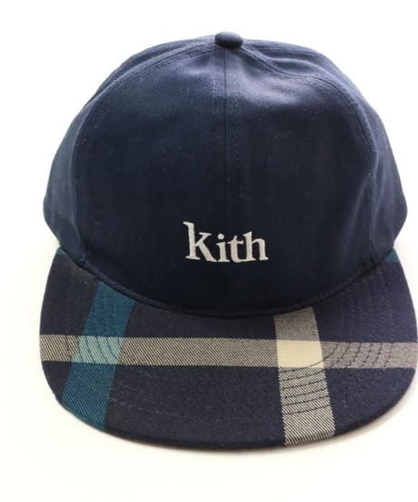 KITH CREST FLAT DAD HAT Navy/Blue　キス　チェック　キャップ