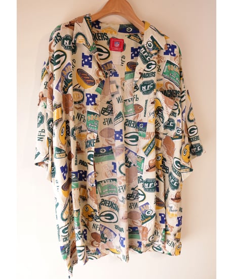 【古着】NFL PACKERS ALOHA SHIRT Beige Size XL