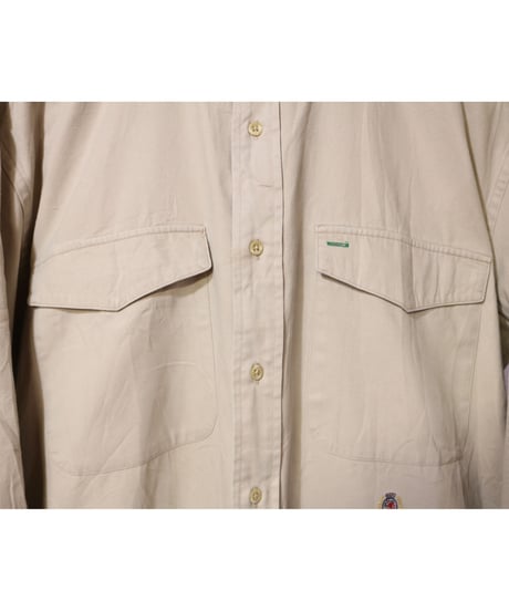 【古着】TOMMY HILFIGER BD SHIRT Beige Size M