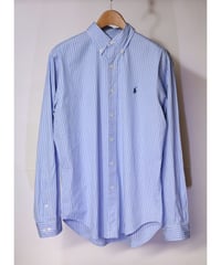 【古着】RALPH LAUREN L/S BUTTON DOWN SHIRT Stripe Blue/White Size 16inch (Japan L-XL)