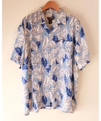 【古着】POLO RALPH LAUREN LEAF ALOHA SHIRT White/Blue Size L