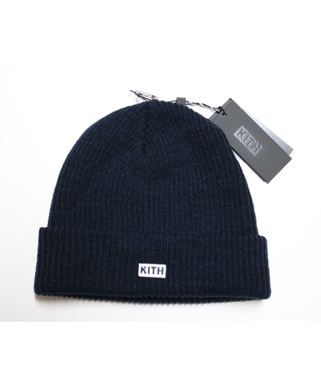 KITH Box Logo Knit Beanie Navy