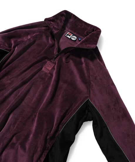 FILA × LFYT VELOUR HALF ZIP PULLOVER BURGUNDY Size XL