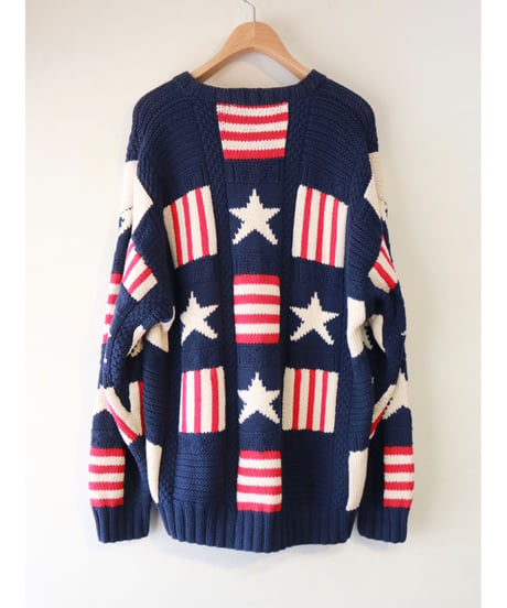 【古着】TOMMY HILFIGER KNIT SWEATER USA Navy/Red/White Size M